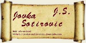 Jovka Sotirović vizit kartica